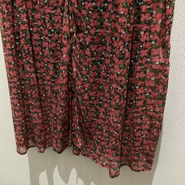ヌキテパ　赤花柄ワンピース　アンダードレス付　タグ付　新品　RED フラワー 5