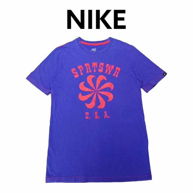 NIKE　風車ロゴ　ビッグプリント　Tシャツ　　ナイキ　パープル約48cm肩幅