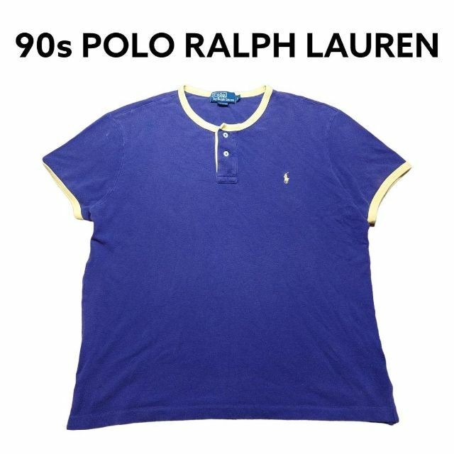 POLO RALPH LAUREN(ポロラルフローレン)の90s ポロラルフローレン　ヘンリーネック　リンガーTシャツ　古着　POLO メンズのトップス(Tシャツ/カットソー(半袖/袖なし))の商品写真