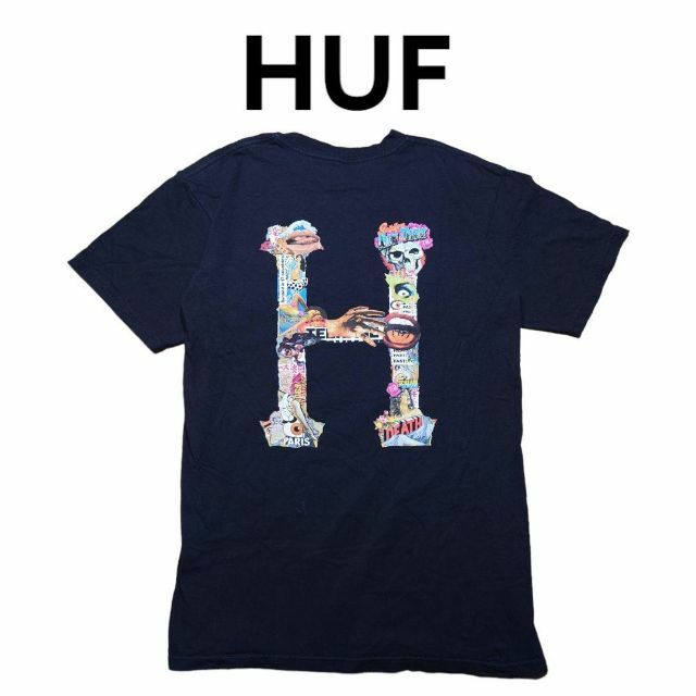 約435cm袖丈レアデザイン　HUF　ビッグプリント　Tシャツ　総柄　ハフ