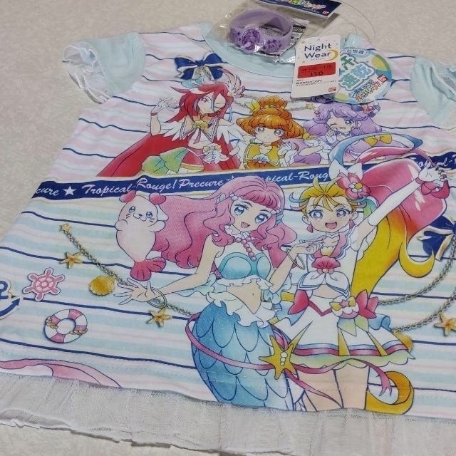 2点同送　プリキュア  光るパジャマ 半袖  110cm  ブルー キッズ/ベビー/マタニティのキッズ服女の子用(90cm~)(パジャマ)の商品写真