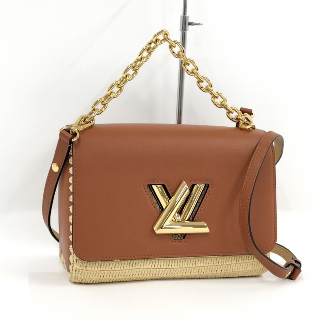 LOUIS VUITTON ツイストMM ショルダーバッグ ラフィア レザー