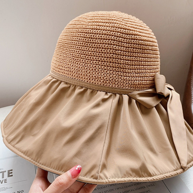 麦わら 帽子 UV カット　つば広　紫外線対策 日焼け防止 レディースの帽子(ハット)の商品写真
