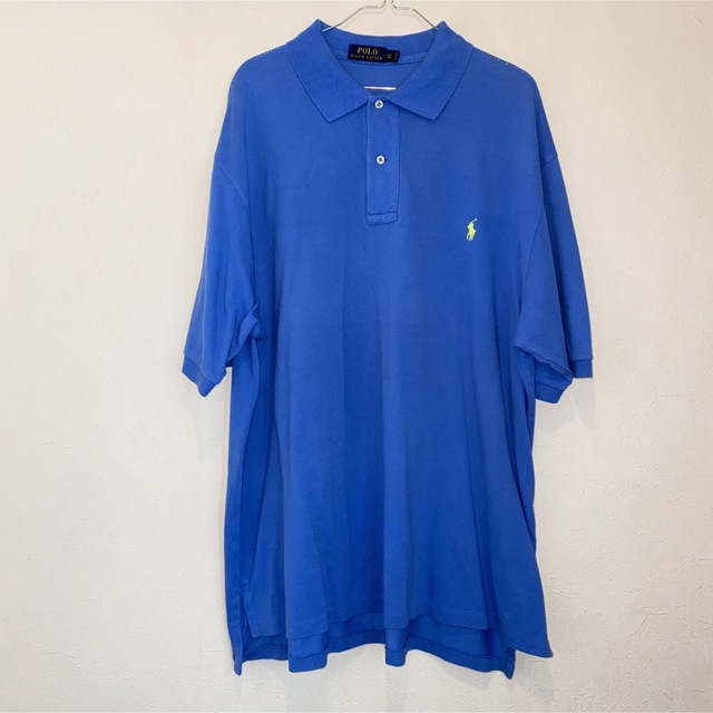 ポロラルフローレン 刺繍ロゴ 半袖ポロシャツ 無地 XLサイズ ブルー系 1