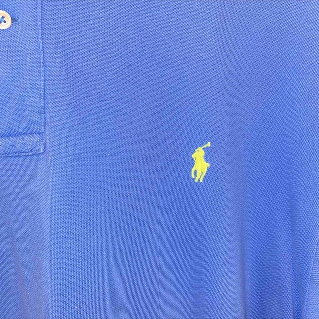 ポロラルフローレン 刺繍ロゴ 半袖ポロシャツ 無地 XLサイズ ブルー系 2