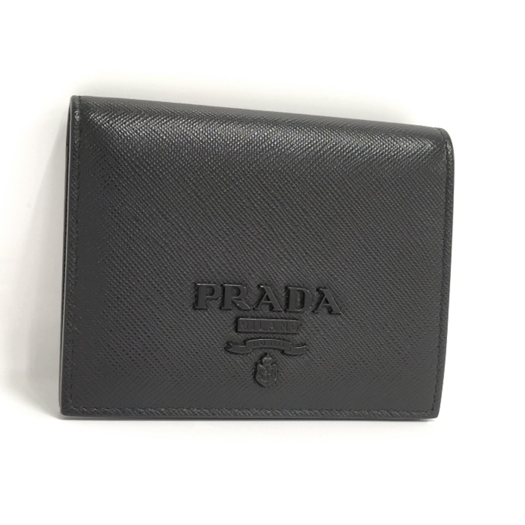 PRADA 二つ折りコンパクト財布 サフィアーノ レザー ブラック 1MV204