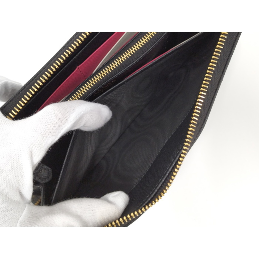 PRADA PRADA ラウンドファスナー 長財布 サフィアーノ レザー ブラック