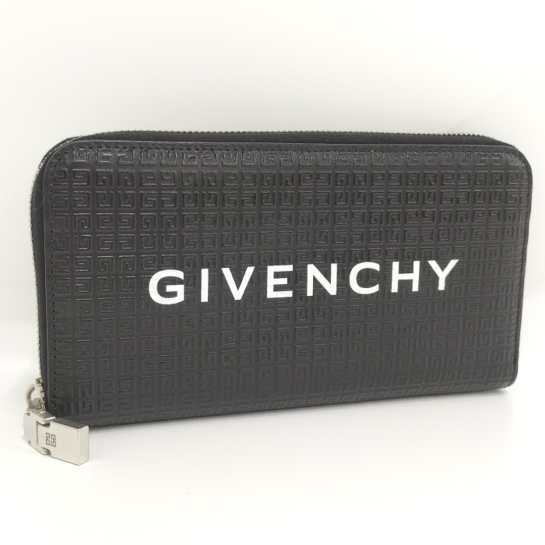 【希少品】GIVENCHY 長財布 ラウンドジップ デカロゴ 本革 ブラック