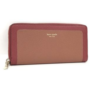 ケイトスペードニューヨーク(kate spade new york)のKate Spade ラウンドファスナー長財布 レザー ピンク系 レッド系(財布)