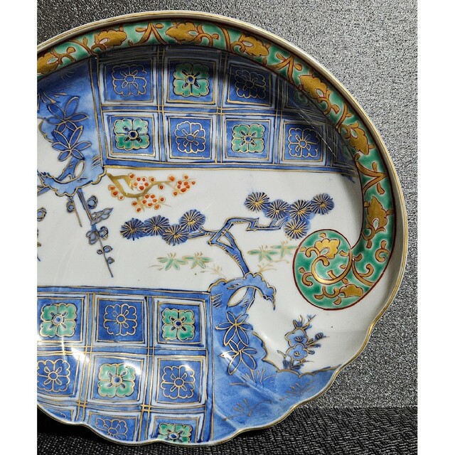 名品麗美❗️】江戸時代 古伊万里 染錦 金彩色絵 松竹梅に花市松 名品麗美❗️】江戸時代 古伊万里 染錦 金彩色絵 松竹梅に花市松