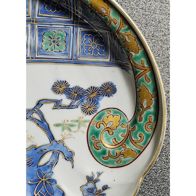 名品麗美❗️】江戸時代 古伊万里 染錦 金彩色絵 松竹梅に花市松 名品麗美❗️】江戸時代 古伊万里 染錦 金彩色絵 松竹梅に花市松