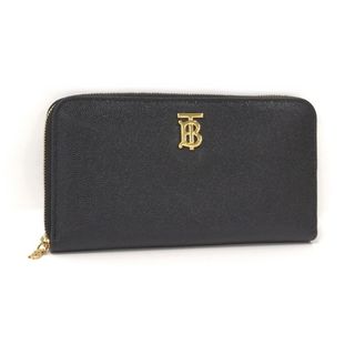 バーバリー(BURBERRY)のBURBERRY ラウンドファスナー長財布 レザー ブラック 8023297(長財布)