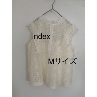 インデックス(INDEX)の3402 index コードレースブラウス ホワイト　M(シャツ/ブラウス(半袖/袖なし))