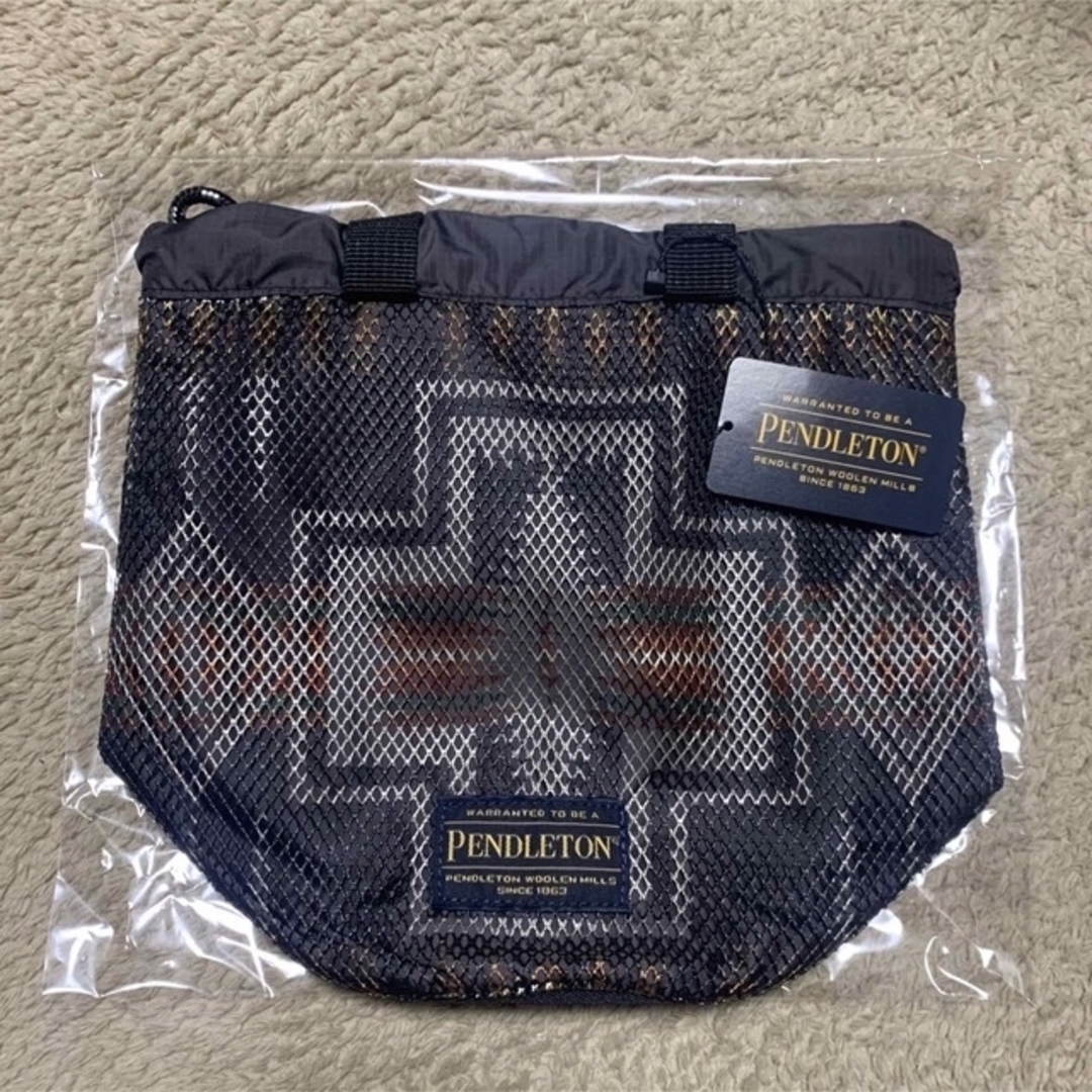 PENDLETON(ペンドルトン)のPENDLETON   ペンドルトン　ミニ巾着バック　ブラック　メッシュ レディースのバッグ(ハンドバッグ)の商品写真