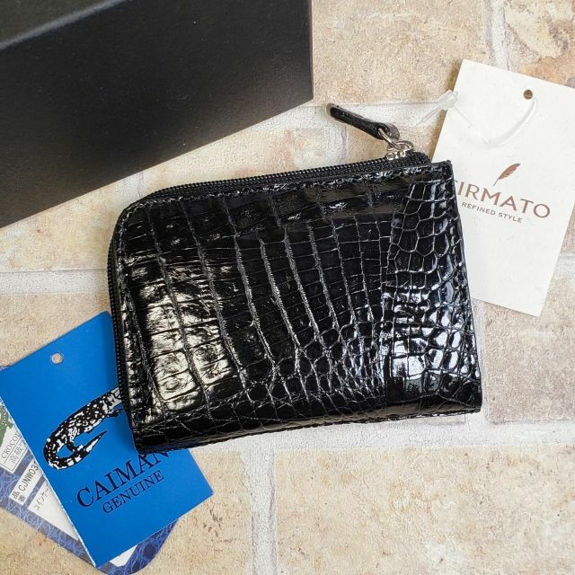 未使用 FIRMATO ☆ カイマンレザー 小銭入れ L字ファスナー ブラック