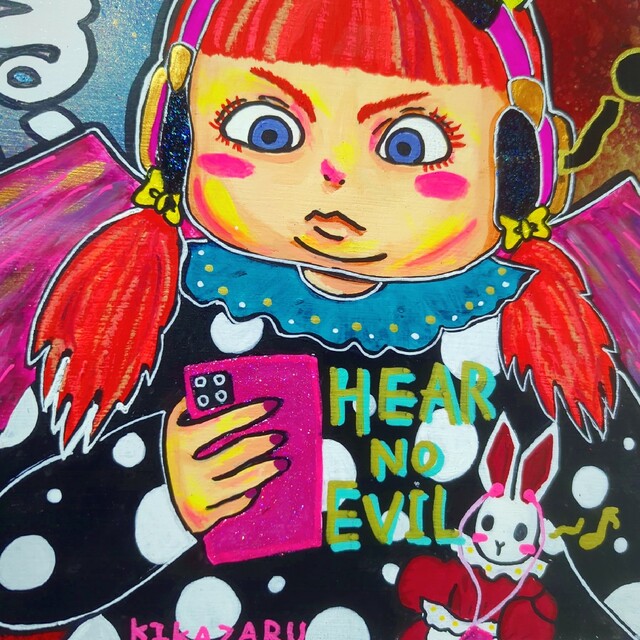 販売廉価 【2023年5月新作/原画】HEAR NO EVIL(聞かざる)絵画 現代
