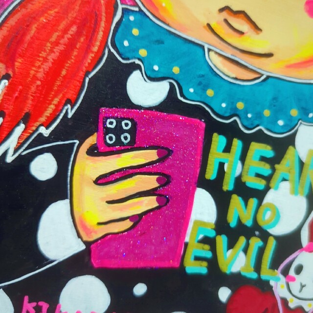 販売廉価 【2023年5月新作/原画】HEAR NO EVIL(聞かざる)絵画 現代