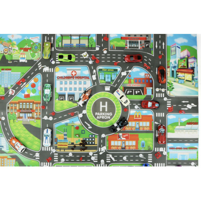 プレイマット 知育玩具 ミニカーマット マップ 道路シート 英語 標識 キッズ キッズ/ベビー/マタニティのおもちゃ(電車のおもちゃ/車)の商品写真