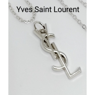 Yves Saint Laurent - イヴ・サンローラン　シルバーボタンチャーム　チェーンネックレスセット