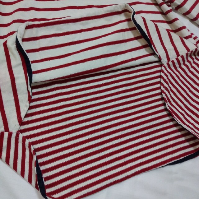 23区(ニジュウサンク)の23区 レディース バスクシャツ ボーダー カットソー 赤 × 白 大きいサイズ レディースのトップス(カットソー(長袖/七分))の商品写真