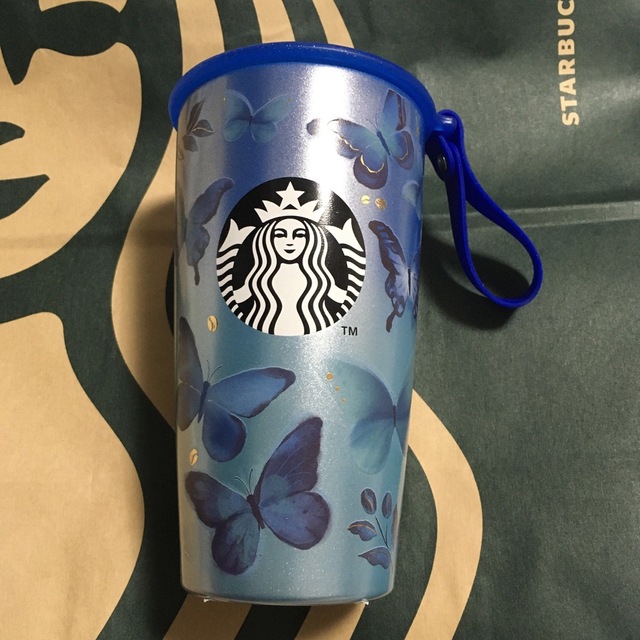 Starbucks - ストラップカップシェイプステンレスボトルブルー