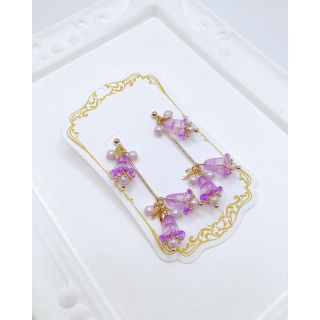 アクリルフラワーゴールドピアス(ピアス)