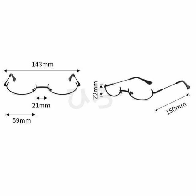 シルバー銀色】アンダーフレーム伊達メガネ レンズなしアンダーリム男女兼用コスプレ レディースのファッション小物(サングラス/メガネ)の商品写真