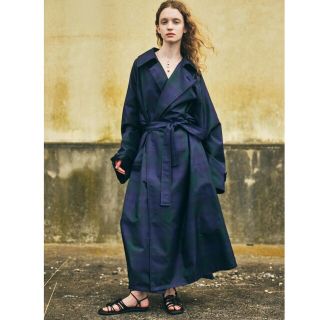 Blanc ym SILK BLACK WATCH WRAP TRENCH(トレンチコート)