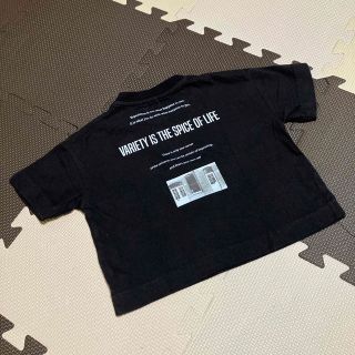 チャコール　バックプリント子供Tシャツ　80cm(Ｔシャツ)