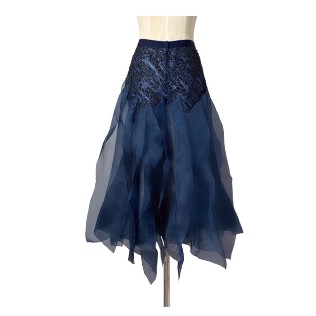 《ご成約》パリコレ 定価23万 スパンコール装飾チュールレースフレアスカート 2
