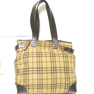 バーバリー(BURBERRY)のバーバリー　ダークブラウン　ライトベージュ　レザー　本革　キャンバス　バッグ(トートバッグ)