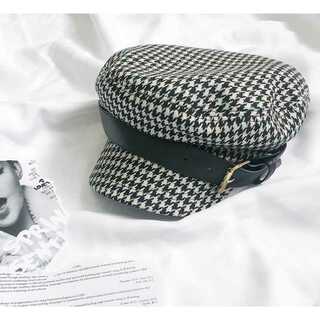 千鳥格子柄 ベレー帽 韓国 レディース メンズ 秋冬 量産型 大人可愛い(ハンチング/ベレー帽)