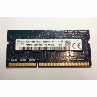 Skhynix PC3L-12800S 4GB 1枚 ノ－トPC用メモリ 動作品(PCパーツ)