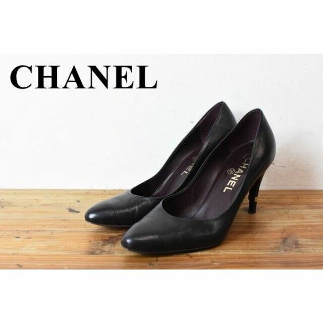 【美品】CHANEL パンプス　ココマーク　チャンキーヒール　シルバー金具