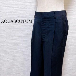 アクアスキュータム(AQUA SCUTUM)のアクアスキュータム スラックス スーツ パンツ フリーサイズ ネイビー 日本製(スラックス/スーツパンツ)