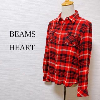 ビームス(BEAMS)のビームスハート ネルシャツ 長袖 チェック XL相当 レッド系 オールシーズン(シャツ/ブラウス(長袖/七分))