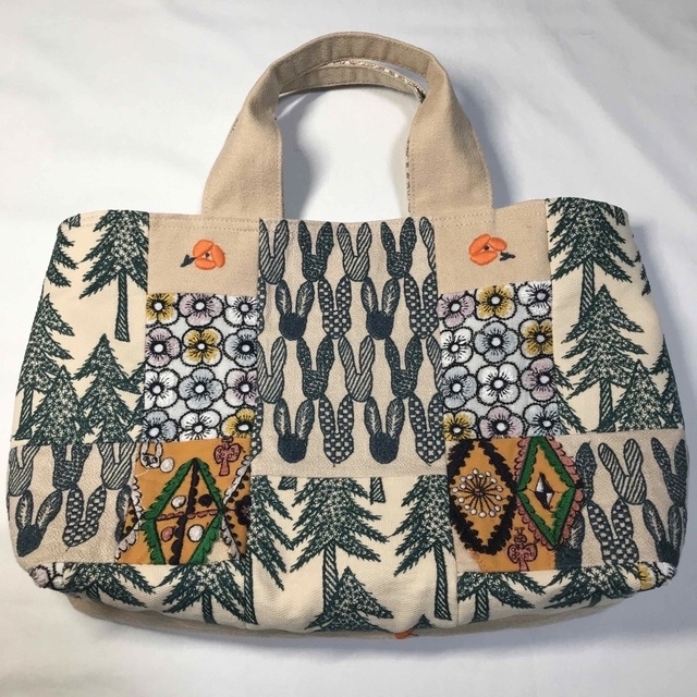 u)ミナペルホネン☆ハンドメイド パッチバッグ(green×orange系) 1