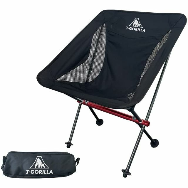 【色: ブラック】J-GORILLA アウトドアチェア キャンプ 椅子 アルミチ