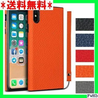 V iPhone XS Max ケース 本革レザー アイフ 択 オレンジ 593(モバイルケース/カバー)