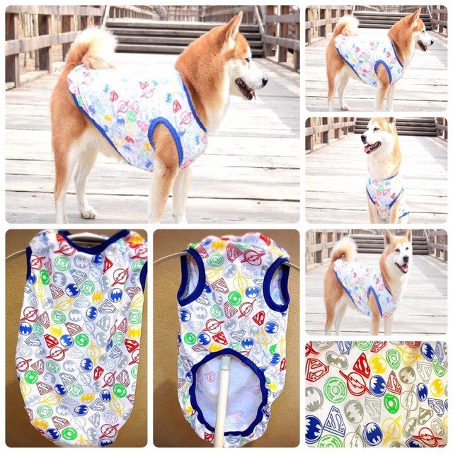 犬服 ペット服 中型犬 大型犬 春夏秋 リブタンクトップ グレーオレンジ:3XL