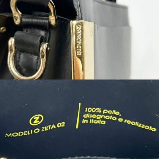 ZANCHETTI ハンドバッグ 2way 自立型 本革レザー ゴールド金具 黒