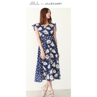 ジルスチュアート JILL STUART ワンピース ロング 総柄 ネイビー 2