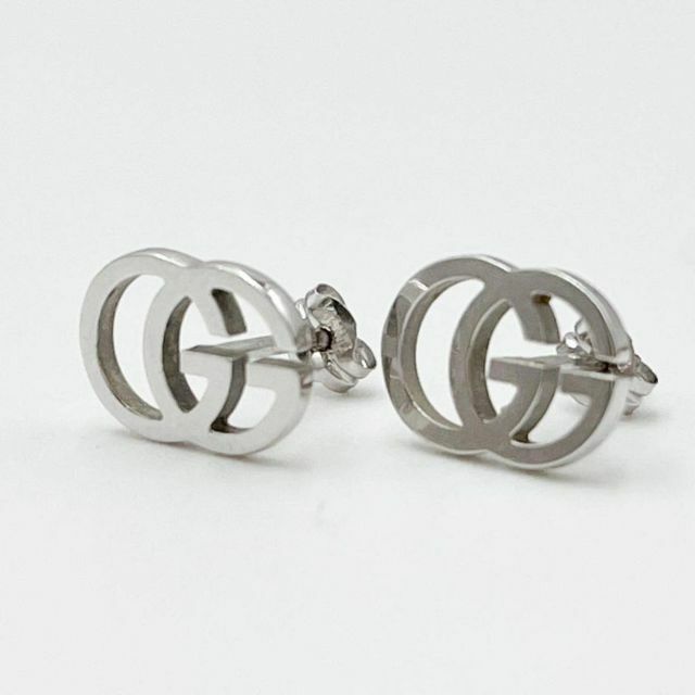 超特価 美品 GUCCI 18K ピアス GG マーモント ホワイトゴールド
