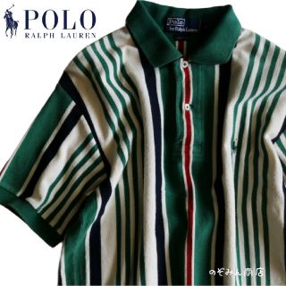 ポロラルフローレン(POLO RALPH LAUREN)の【POLO RALPH LAUREN】ポロシャツ　ストライプ　緑　M相当☆(ポロシャツ)