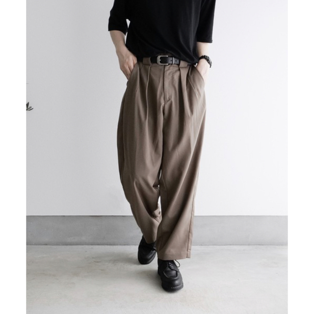 remer loose tuck wide slacks PT ブラウン