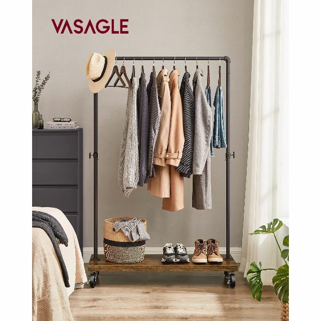 ☆セール☆ VASAGLE ハンガーラック 下棚付き ヴィンテージ風 洋服掛け 1