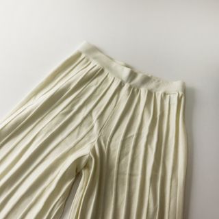 セオリー(theory)の2021SS Theory セオリー EMPIRE WOOL WIDE RIB PANT ワイドリブパンツ L/ホワイト ウール【2400013357920】(カジュアルパンツ)