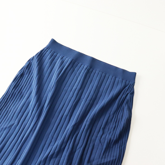 未使用 大きいサイズ オンワード樫山 組曲 クミキョク リブニットスカート 7/ブルー系【2400013357975】