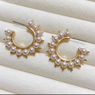 とげとげパールピアス（フープ）　ゴールド(ピアス)