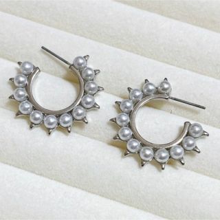 とげとげパールピアス（フープ）　シルバー(ピアス)